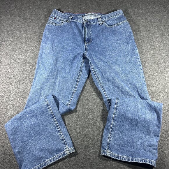 Vintage Tommy Hilfiger Jeans Womens 10 Blue Denim Wide Leg Baggy Y2K - Picture 1 of 14